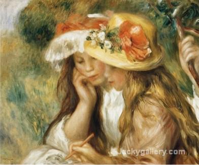 Two Girls Drawing by Pierre Auguste Renoir paintings reproduction